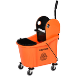 HOMCOM Carrello Secchio Lavapavimenti da 36L con Strizzatore Pressa Arancione