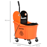 HOMCOM-Carrello-Secchio-Lavapavimenti-da-36L-con-Strizzatore-Pressa-Arancione