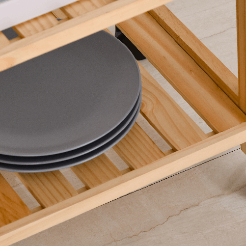 HOMCOM-Carrello-da-Cucina-a-4-Livelli-in-MDF-e-Legno-di-Pino-con-4-Ruote-Girevoli-40x30x76-cm-Bianco-e-Marrone