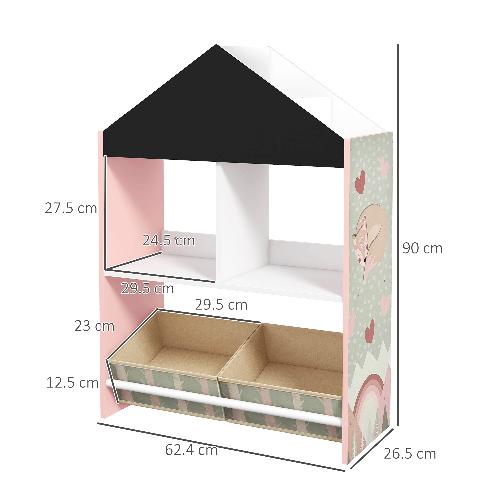 ZONEKIZ-Scaffale-Portagiochi-per-Bambini-con-Ripiani-e-Cassetti-Rimovibili-Rosa