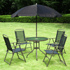 Outsunny---Set-Mobili-da-Giardino-in-Tubi-d-Acciaio-6-pz-Set-di-Tavolo-Sedia-e-Ombrellone-Nero