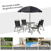 Outsunny---Set-Mobili-da-Giardino-in-Tubi-d-Acciaio-6-pz-Set-di-Tavolo-Sedia-e-Ombrellone-Nero