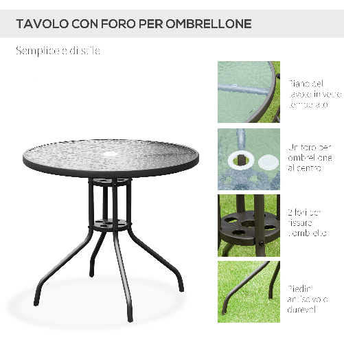 Outsunny---Set-Mobili-da-Giardino-in-Tubi-d-Acciaio-6-pz-Set-di-Tavolo-Sedia-e-Ombrellone-Nero