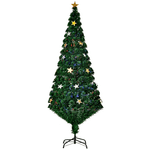 HOMCOM Albero di Natale 180cm con 27 Luci LED, Fibre Ottiche e 230 Rami, Albero di Natale Artificiale