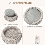 PawHut-Cuccia-per-Cani-e-Gatti-Rotonda-con-Bordi-Rialzati-e-Cuscino-Lettino-per-Cani-Imbottito-Effetto-Velluto-Φ50x19cm-Grigio