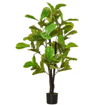 HOMCOM Ficus Artificiale 130cm per Interni ed Esterni, Pianta Artificiale Realistica con 78 Foglie