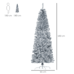 HOMCOM-Albero-di-Natale-Artificiale-Alto-180cm-con-618-Rami-Albero-di-Natale-Slim-con-Base-Rimovibile-in-PET-e-Acciaio-Argento