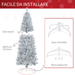 HOMCOM-Albero-di-Natale-Artificiale-Alto-180cm-con-618-Rami-Albero-di-Natale-Slim-con-Base-Rimovibile-in-PET-e-Acciaio-Argento