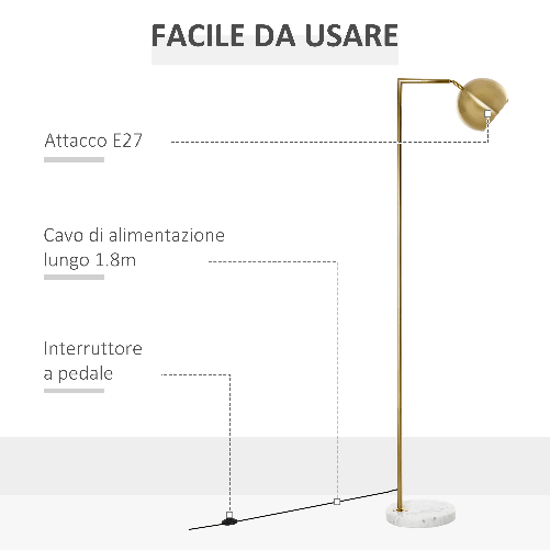 HOMCOM-Lampada-da-Terra-Moderna-a-Piantana-Rotonda-e-Paralume-Regolabile-Lampada-da-Salotto-e-Camera-Vintage---Oro