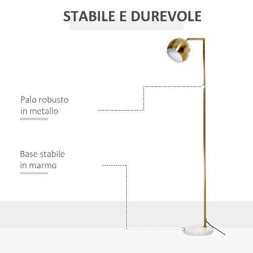 HOMCOM-Lampada-da-Terra-Moderna-a-Piantana-Rotonda-e-Paralume-Regolabile-Lampada-da-Salotto-e-Camera-Vintage---Oro