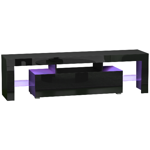 HOMCOM-Mobile-TV-65--max-in-MDF-e-Vetro-con-3-Ripiani-Aperti-uno-Scomparto-e-Luci-a-LED-160x35x45-cm-Nero