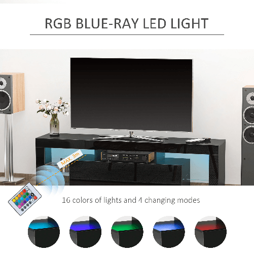 HOMCOM-Mobile-TV-65--max-in-MDF-e-Vetro-con-3-Ripiani-Aperti-uno-Scomparto-e-Luci-a-LED-160x35x45-cm-Nero