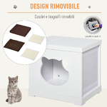 PawHut-Cuccia-per-Gatti-in-Legno-con-2-Cuscini-e-Tiragraffi-Rimovibili-Bianco