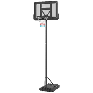 SPORTNOW Canestro Basket ad Altezza Regolabile per Giardino e Piscina con Base Riempibile, 110x75x195-370 cm, Nero