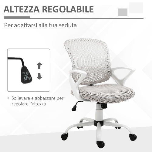 Vinsetto-Sedia-da-Ufficio-Basculante-in-Tessuto-a-Rete-Grigio-Sedia-da-Scrivania-Ergonomica-e-Girevole-con-Altezza-Regolabile