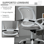 Vinsetto-Sedia-da-Ufficio-Basculante-in-Tessuto-a-Rete-Grigio-Sedia-da-Scrivania-Ergonomica-e-Girevole-con-Altezza-Regolabile