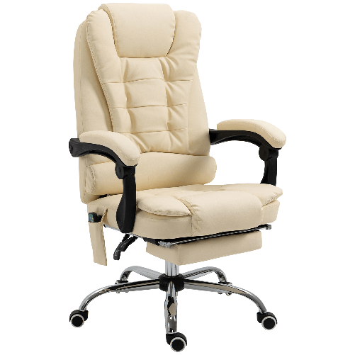 Vinsetto-Poltrona-Massaggiante-Ergonomica-ad-Altezza-Regolabile-con-6-Punti-Vibranti-65x160x104-cm-Crema