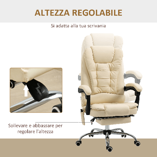 Vinsetto-Poltrona-Massaggiante-Ergonomica-ad-Altezza-Regolabile-con-6-Punti-Vibranti-65x160x104-cm-Crema