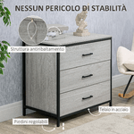 HOMCOM-Cassettiera-con-3-Cassetti-in-Legno-e-Acciaio-per-Camera-e-Soggiorno-80x48x78cm-Grigio-Chiaro