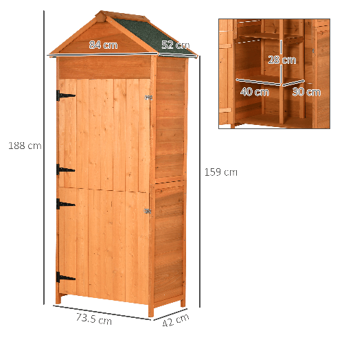 Outsunny-Casetta-da-Giardino-Porta-Attrezzi-in-Legno-con-2-Ante-e-3-Mensole-84x52x188cm