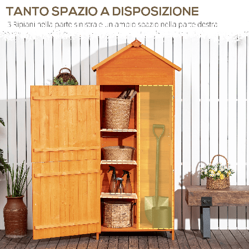 Outsunny-Casetta-da-Giardino-Porta-Attrezzi-in-Legno-con-2-Ante-e-3-Mensole-84x52x188cm