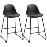 HOMCOM Sgabelli da Bar, Set 2 Pezzi con Imbottitura, Schienale e Gambe a Slitta, in PU e Acciaio, 43x43x82 cm, Nero