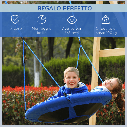 HOMCOM-Altalena-da-Giardino-per-Bambini-tra-3-e-8-anni-Interno-ed-Esterno-φ100-×-180cm-Carico-Massimo-di-100kg