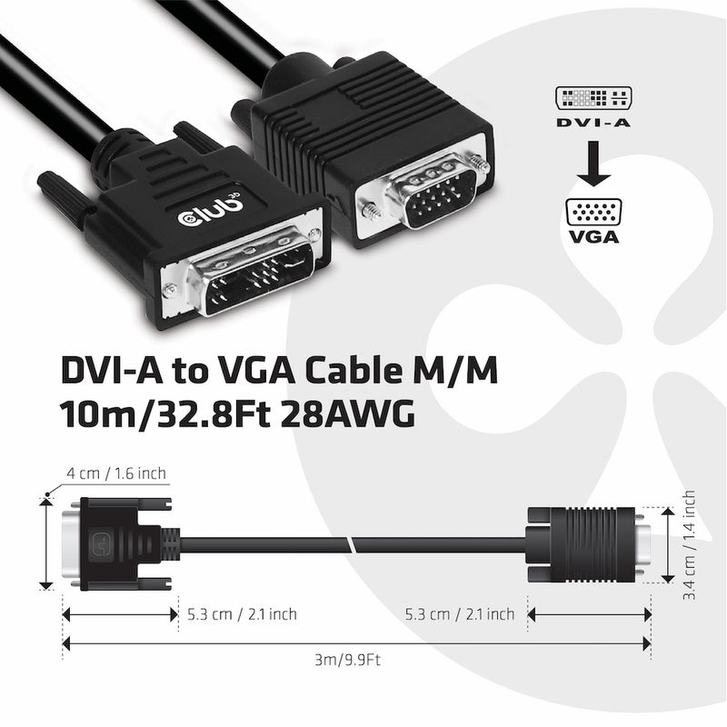 Cavo-DVI-A-VGA-S-S-3m-CLUB-3D-DVI-A-VGA-28AWG