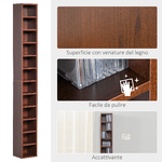 HOMCOM-Mobiletto-Colonna-Libreria-da-Parete-con-Mensole-in-Legno-Marrone-21x20x175cm