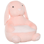 HOMCOM Poltroncina per Bambini Forma Coniglio in Peluche Base Antiscivolo Rosa