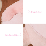 HOMCOM-Poltroncina-per-Bambini-Forma-Coniglio-in-Peluche-Base-Antiscivolo-Rosa