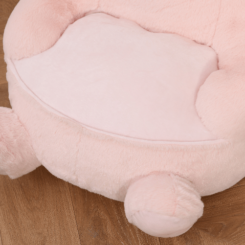 HOMCOM-Poltroncina-per-Bambini-Forma-Coniglio-in-Peluche-Base-Antiscivolo-Rosa