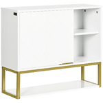 kleankin Armadietto Bagno a 2 Livelli, Montaggio a Parete con Ripiani Aperti in MDF Bianco, 60x20x51 cm