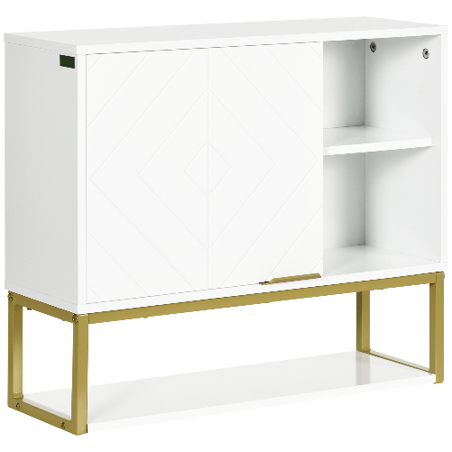 kleankin-Armadietto-Bagno-a-2-Livelli-Montaggio-a-Parete-con-Ripiani-Aperti-in-MDF-Bianco-60x20x51-cm