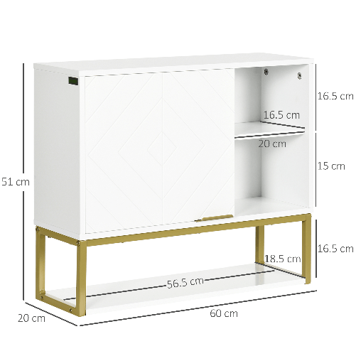 kleankin-Armadietto-Bagno-a-2-Livelli-Montaggio-a-Parete-con-Ripiani-Aperti-in-MDF-Bianco-60x20x51-cm