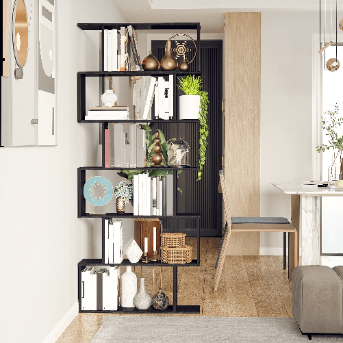 HOMCOM-Libreria-di-Design-in-Legno-80x24x191cm-Nero