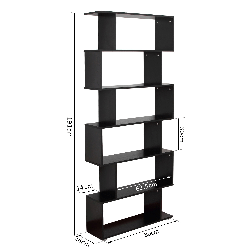 HOMCOM-Libreria-di-Design-in-Legno-80x24x191cm-Nero