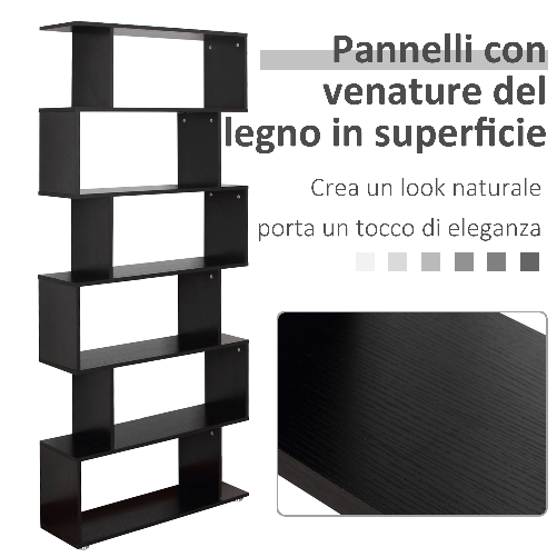 HOMCOM-Libreria-di-Design-in-Legno-80x24x191cm-Nero