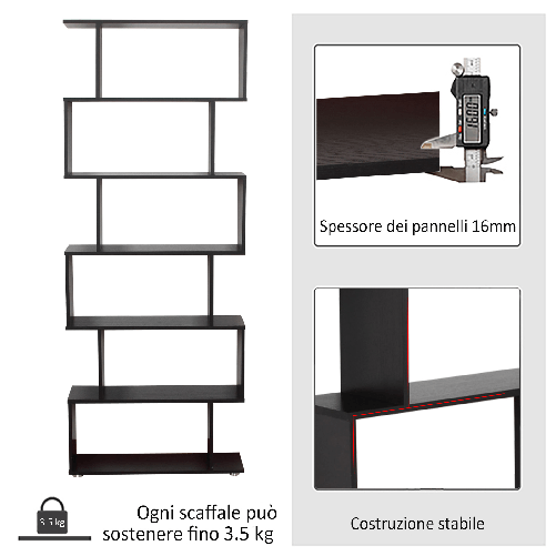 HOMCOM-Libreria-di-Design-in-Legno-80x24x191cm-Nero