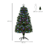 HOMCOM-Albero-di-Natale-120cm-con-130-Luci-a-LED-e-Fibre-Ottiche-Colorate-130-Rami-in-PVC-Ignifughi-e-Base-in-Metallo