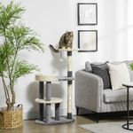 PawHut-Albero-Tiragraffi-per-Gatti-a-3-Livelli-con-Pali-in-Sisal-e-Altezza-105cm-Grigio