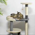 PawHut-Albero-Tiragraffi-per-Gatti-a-3-Livelli-con-Pali-in-Sisal-e-Altezza-105cm-Grigio