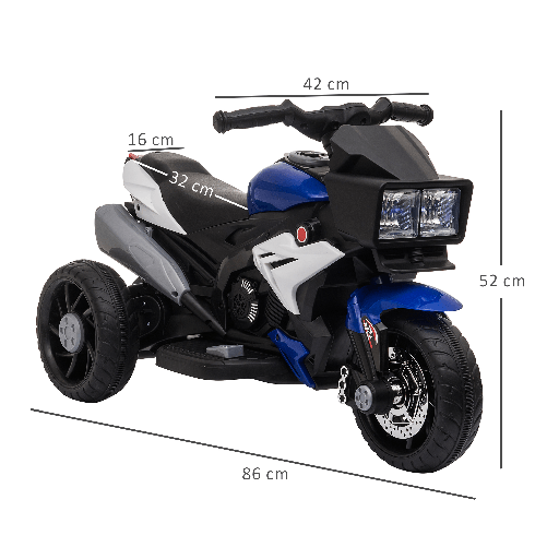 HOMCOM-Moto-Elettrica-per-Bambini-3-5-Anni-Batteria-6V---Nero-Blu