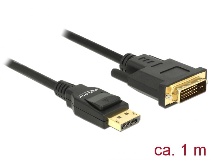 ProduktbeschreibungDelock-Videokabel-DisplayPort-bis-DVI-D-1-m-TypVideokabel-Single-Link--TechnologieDreifach-abgeschirm