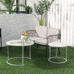 Outsunny-Tavolini-da-Salotto-Set-2-Pezzi-con-Piano-Effetto-Marmo-in-Metallo-Bianco