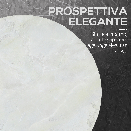 Outsunny-Tavolini-da-Salotto-Set-2-Pezzi-con-Piano-Effetto-Marmo-in-Metallo-Bianco
