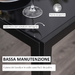 HOMCOM-Set-5-Pezzi-con-1-Tavolo-e-4-Sedie-per-Cucina-o-Sala-da-Pranzo-in-Similpelle-Metallo-e-Vetro-Temperato-Nero