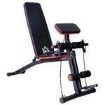 HOMCOM Panca Multifunzione Regolabile per Addominali,  Panca Pesi Palestra per Allenamento Braccia e Gambe 54x160x106cm, Nero e Rosso