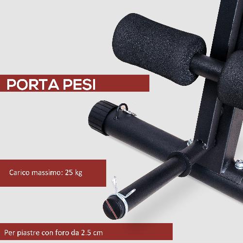 HOMCOM-Panca-Multifunzione-Regolabile-per-Addominali--Panca-Pesi-Palestra-per-Allenamento-Braccia-e-Gambe-54x160x106cm-Nero-e-Rosso