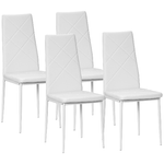 HOMCOM-Set-di-4-Sedie-da-Pranzo-con-Schienale-Alto-in-Finta-Pelle-e-Acciaio-41x50x97cm-Bianco